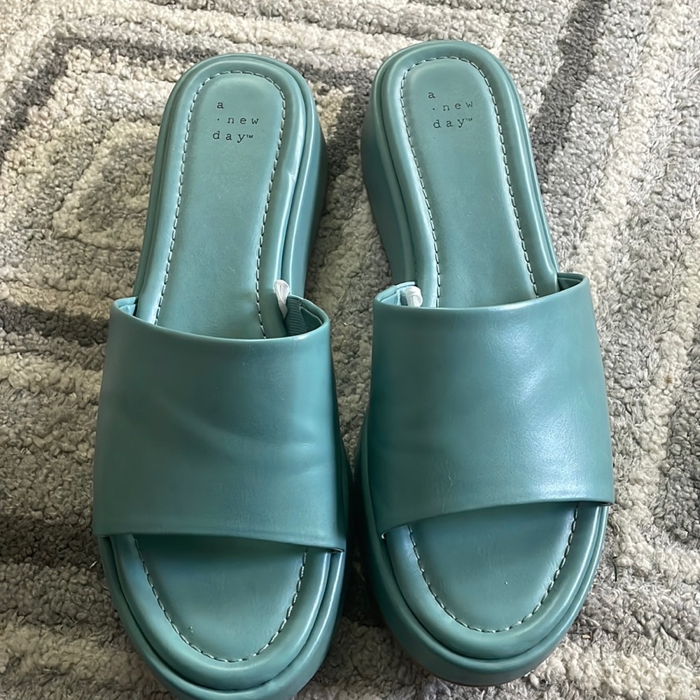 Slip on turquoise sandles